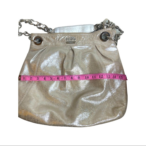 SOLD Coach Metallic Silver Distressed Purse - Picture 3 of 6